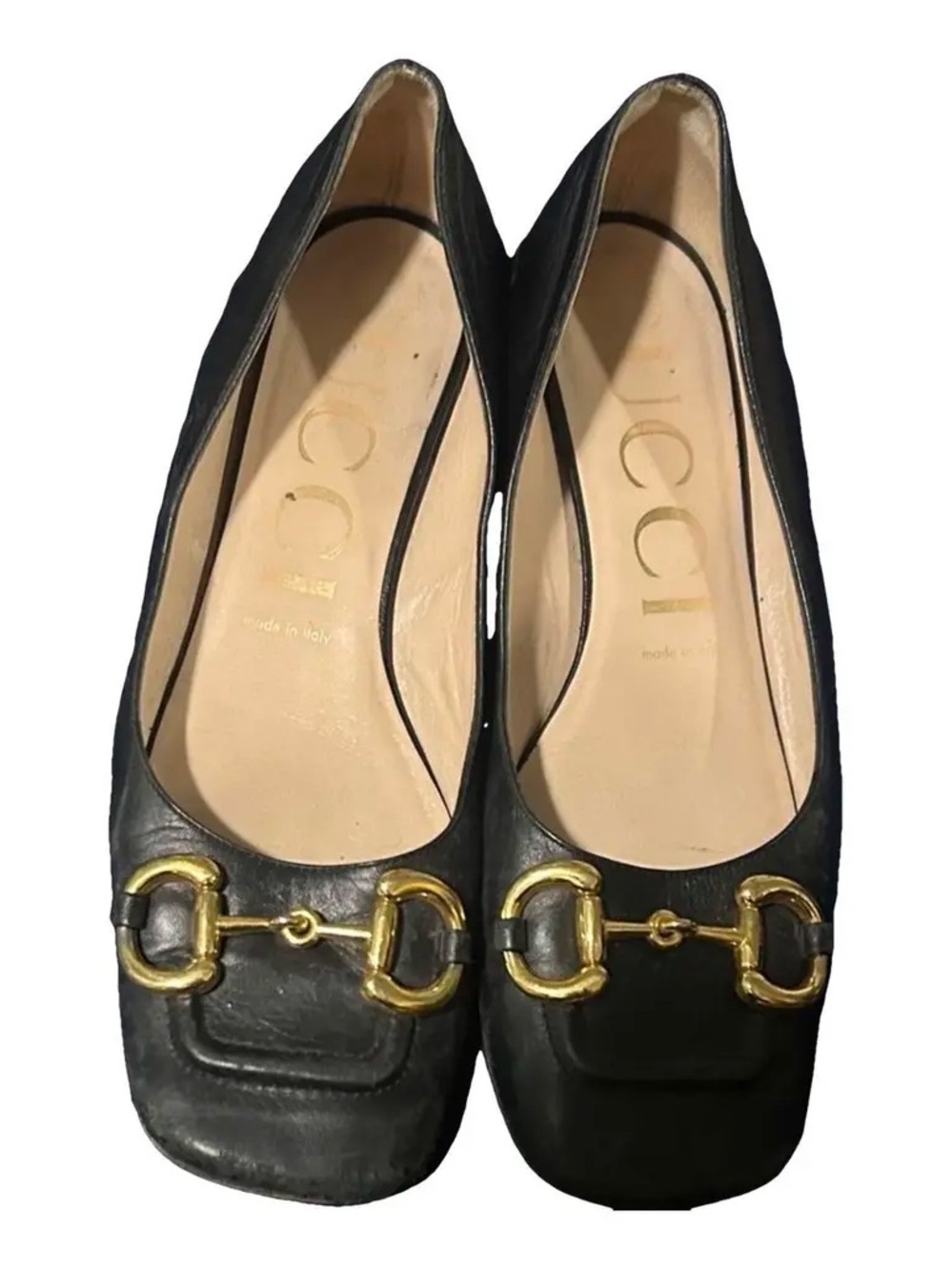 GUCCI Horsebit Square toe Malaga block heel